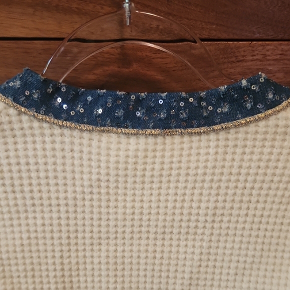 Nanette Lepore Cream Cardigan with Blue Sequin Trim NWOT - Picture 6 of 6
